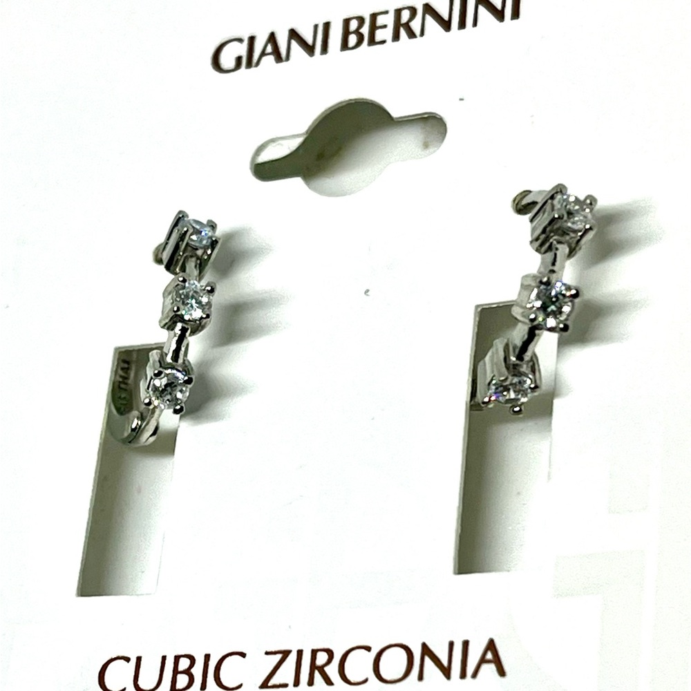 Gianni Bernini Sterling Silver CZ Earrings NWT